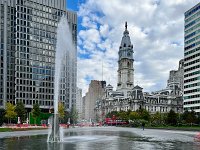  Water fountain at LOVE Park with City Hall in the background